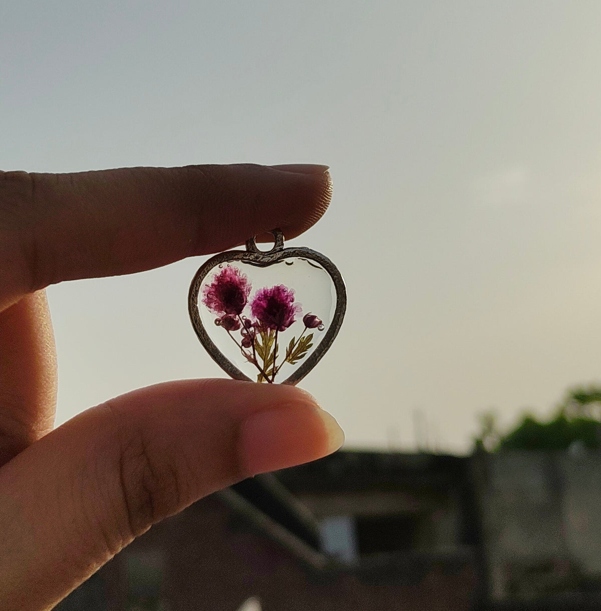 Florève necklace/Love garden - Anti-tarnish heart pendant with silver chain