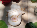 Florève necklace/Blossom lace - Anti-tarnish circle pendant with golden chain